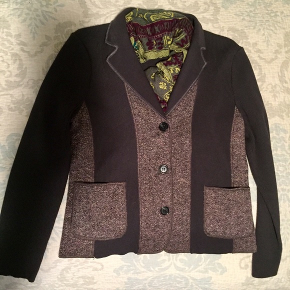 Jones NY two toned brown sweater jacket petite - Picture 3 of 9